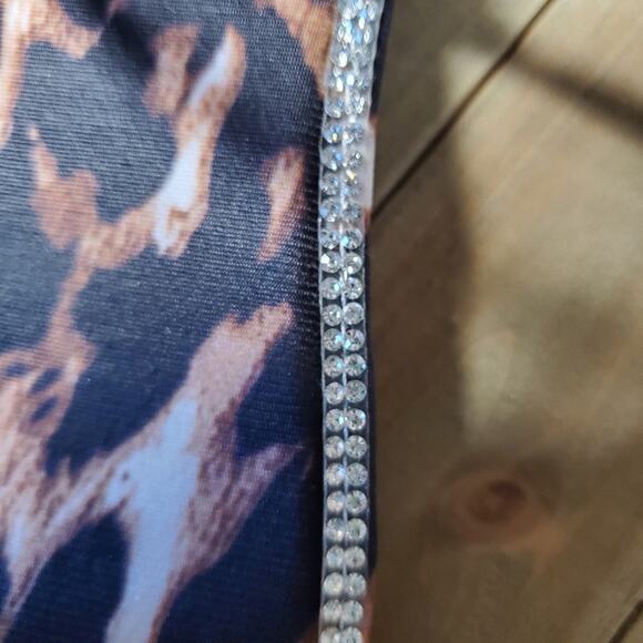 Leopard Rhinestone Open Toe Sling Back Sandal Size 8 - Picture 4 of 6